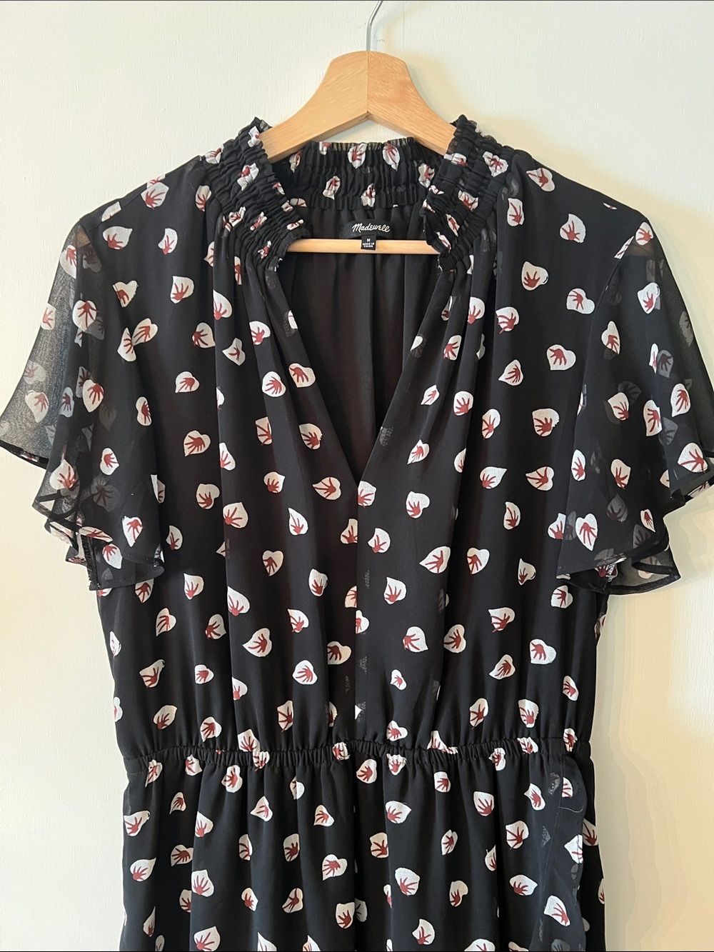 Madewell Black Amaryllis Floral Midi Dress Size M - Picture 3 of 11